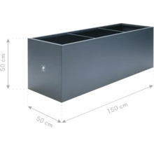 Rechthoekige plantenbak met afmetingen 50 cm x 50 cm x 150 cm