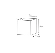 Vierkante kastromp met afmetingen van 50 bij 50 bij 50 centimeter