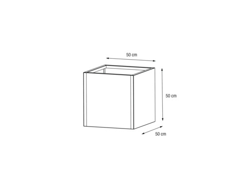 Vierkante kastromp met afmetingen van 50 bij 50 bij 50 centimeter
