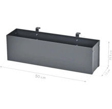 Antracietkleurige plantenbak met afmetingen 50 x 15,5 x 12 cm