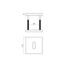Technische tekening van een afstandshuls met de afmetingen 6, 38 en 53 millimeter