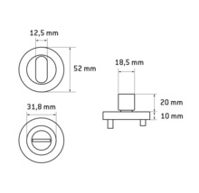 PERTURA Rozet rond met WC-/badkamersluiting