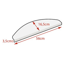 Wandplank met afmetingen 56 cm bij 16,5 cm bij 3,5 cm.