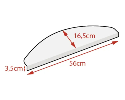Plank met afmetingen 56 cm lengte, 16,5 cm breedte en 3,5 cm dikte