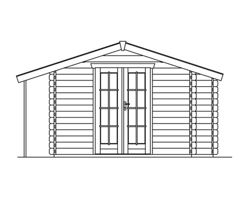 Illustratie van een tuinhuis met dubbele deur
