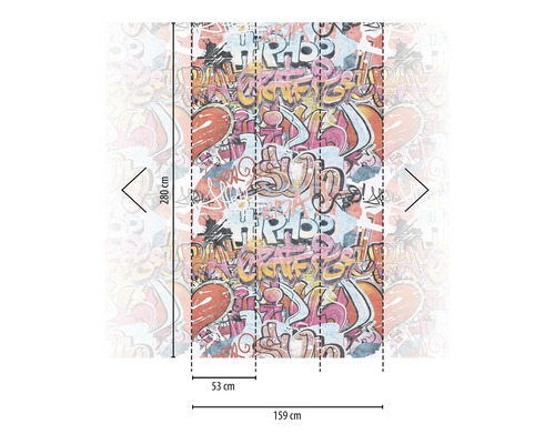 Fotobehang met graffitimotief en maataanduidingen