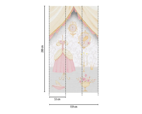 Fotobehang met prinsessenmotief, afmetingen 159 bij 280 cm