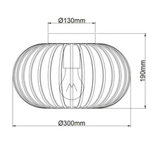 Technische tekening van een plafondlamp met de afmetingen 130 millimeter, 190 millimeter en 300 millimeter.