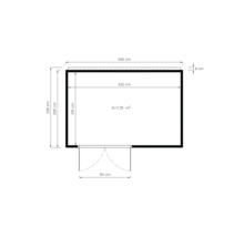 Plattegrond met afmetingen: 345 cm breed, 236 cm hoog, oppervlakte 7,79 vierkante meter