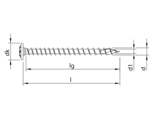 Technische tekening van een schroef met maatvoering