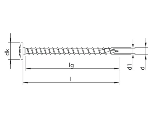 Technische tekening van een schroef met maatvoering