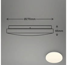 Technische tekening van een plafondlamp met de afmetingen 270 mm diameter en 65 mm hoogte