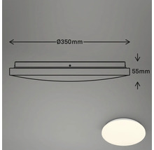Technische tekening van een plafondlamp met een diameter van 350 mm en een hoogte van 55 mm