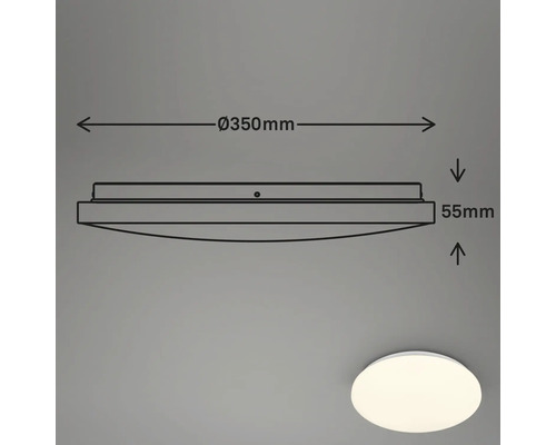 Technische tekening van een plafondlamp met een diameter van 350 mm en een hoogte van 55 mm