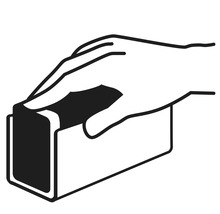 Symbool voor het gebruik van een schuurblok.