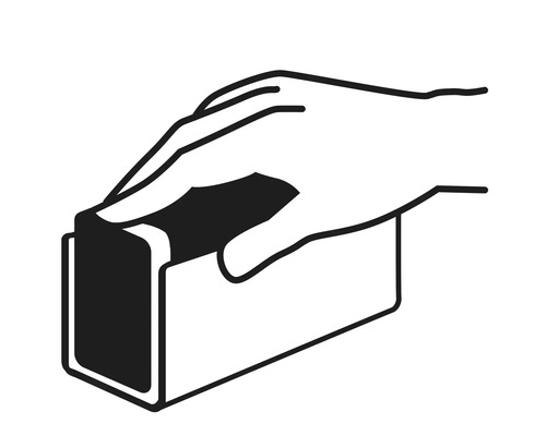 Symbool voor het gebruik van een schuurblok.