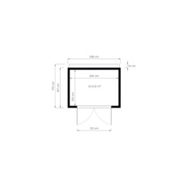 Plattegrondtekening van een tuinhuis met maatvoering