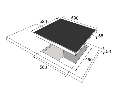 Afmetingen van een kookplaat met inbouwdiepte