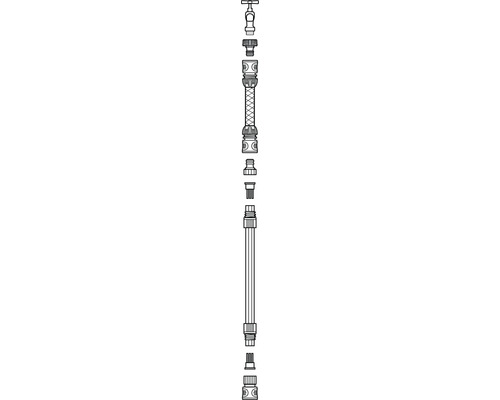 Schets van een aftapkraan met diverse aansluitingen
