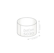 Illustratie van een rond product DotCom 5030 met een diameter van circa 50 cm en een hoogte van circa 30 cm.
