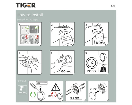 Installatie-instructies voor zelfklevende Tiger Ace accessoires