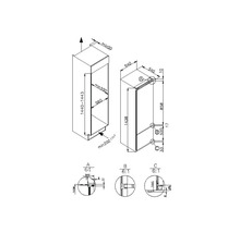 Technische tekening van een hoge kast met maatvoering