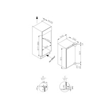 Maattekening van een keukenkast met gedetailleerde afmetingen