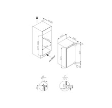 Technische tekening van een keukenkast met afmetingen