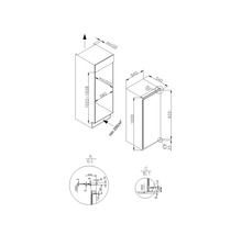 Technische tekening van een keukenkast met afmetingen