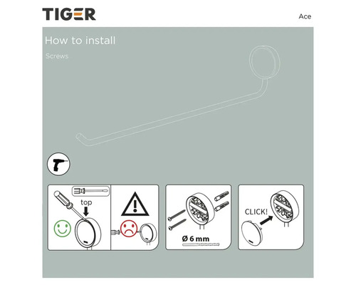 Installatie-instructies voor Tiger Ace badkameraccessoires met schroeven