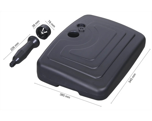 Parasolvoet van kunststof met afmetingen