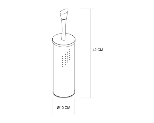 Toiletborstelgarnituur met afmetingen 42 cm hoogte en 10 cm diameter