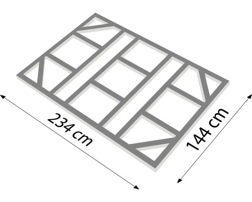 Frame structuur met afmetingen 234 cm bij 144 cm