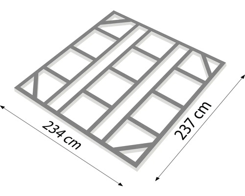 Onderconstructie met de afmetingen 234 cm bij 237 cm