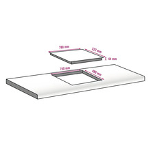Keukenwerkblad met uitsparing en afmetingen