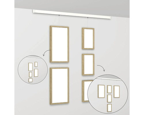 Fotogalerij met ophangsysteem en houten frames