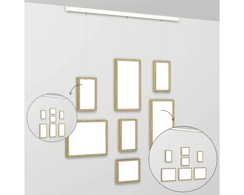 Hangend fotogalerijsysteem met meerdere lijsten