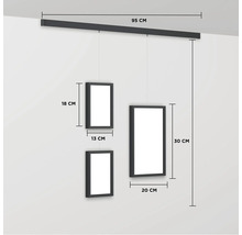Hangende fotolijstenset met afmetingen van 95 cm, 18 cm, 13 cm, 30 cm en 20 cm