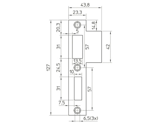 Technische tekening van een deuropener met afmetingen