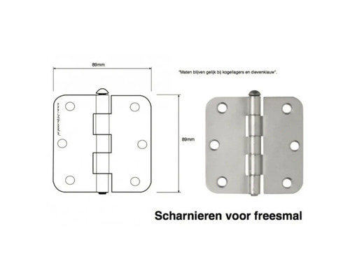 Freesmal scharnier, 89 millimeter