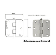 Deurscharnier met afmetingen voor freesbewerkingen