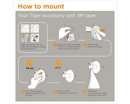 Instructies voor het monteren van Tiger accessoires met 3M tape