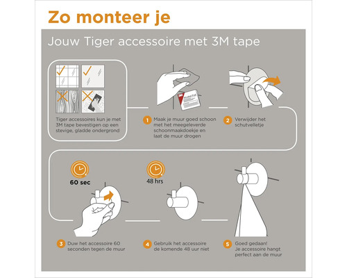Instructies voor het monteren van een Tiger accessoire met 3M tape