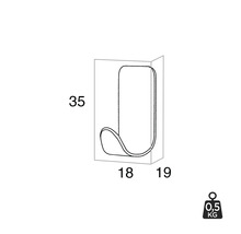 Technische tekening van een enkele kapstokhaak met afmetingen