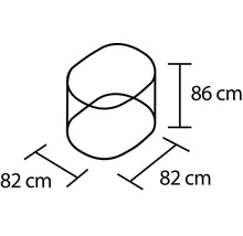 Afmetingen van een bijzettafel: 86 cm hoog en 82 cm breed