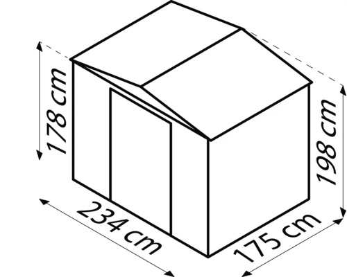 Afmetingen van een tuinhuis: 175 cm, 178 cm, 198 cm, 234 cm