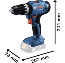 Bosch Professional accuklopboormachine met afmetingen 211 x 207 x 73 millimeter