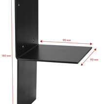 Zware lastdrager met afmetingen 180 mm hoog en 90 mm diep.