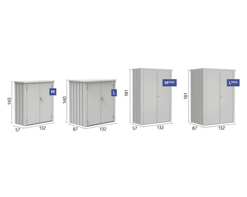 Afbeelding van verschillende maten gereedschapskasten met afmetingen