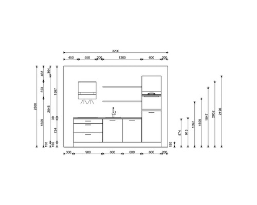 Keukenmaatvoering met afmetingen